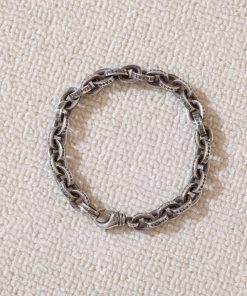 Chrome Hearts 925 Silver Thick Paperchain Bracelet with Lobster Clasp