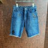 Chrome Hearts Crox Heart Blue Denim Black Leather Patch Shorts