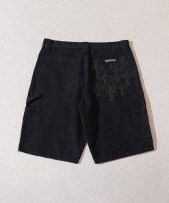 Alternative view of Chrome Hearts new black patchwork leather cargo shorts